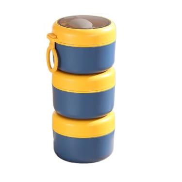 Imagem de Kit Trio Marmita Inox 304 Com Isolamento Bloqueio De Temperatura (azul 290ml + 290ml + 290ml)