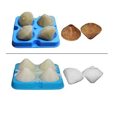Imagem de Bandeja de Cubos Gelo Silicone 4 Cavidades Diamante 3D Cubo Reutilizável para Whiskey Cocktail Bebidas Grau Alimentar Fácil Usar