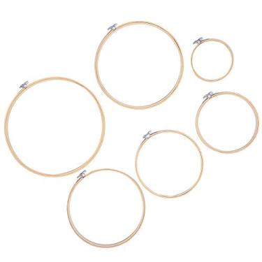 Imagem de Naroote Conjunto de Aros de Bordado Moldura de Madeira Durável para Ferramentas DIY de Costura Cruzada para Entusiastas de Costura e Artesanato Pacote de 6, Universal para Bordado, Ponto Cruz, Ponta de Agulha 5,1"-11,8"
