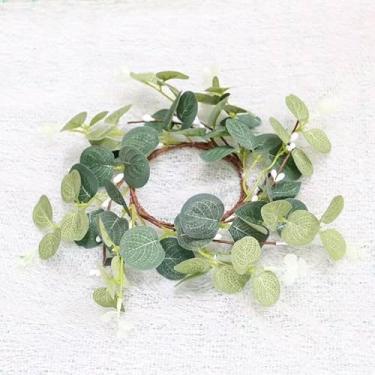 Imagem de LSKYTOP Guirlanda artificial de folhas de eucalipto, guirlanda de vela falsa para armário de cozinha, guirlanda com frutas brancas para decoração de porta, parede e janela, 25 cm/PC