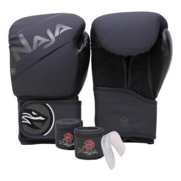 Imagem de Kit Luva Boxe Muay Thai + Bandagem + Bucal Naja Extreme-Masculino