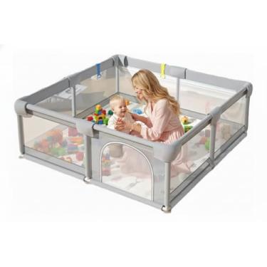 Imagem de Cercadinho Bebe Grande, Chiqueirinho de Segurança Resistente para Bebês, Chiqueirinho Crianças Pequenas, Grade de proteção bebê, Berço cercado– Playground Infantil 150×180×68cm