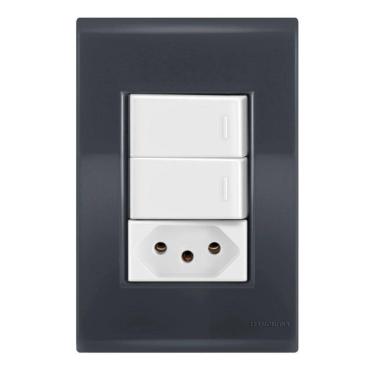 Imagem de 2 Paralelos + 1 Tomada 20A - Tramontina Liz Grafite / Branco