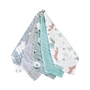 Imagem de Toalhas De Bebê De Algodão Muslin De Bambu Pacote Com 5 Peças Respiráv
