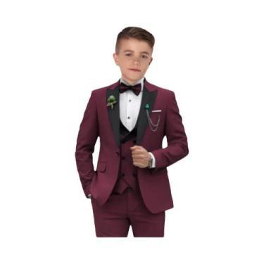 Imagem de Conjunto De Terno Infantil Borgonha 3 Peças: Blazer, Colete E Calça El