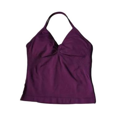 Imagem de Top De Yoga Feminino Com Decote Halter, Sem Costas, Push-Up, Para Fitn