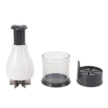 Imagem de Mini picador manual de vegetais, lâmina de aço inoxidável, fácil desmontagem para alho, gengibre, nozes, cebola, material pp branco 400g