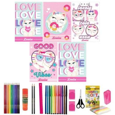 Imagem de Kit 5 Caderno Gatinha Marie Tam Grande Brochurão Capa Dura - 99847IMP0