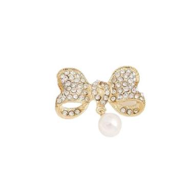Imagem de Alfinetes de broche: laço elegante com strass e pérolas - yiweisai