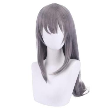 Imagem de Peruca de cosplay de anime com 80 cm de comprimento e cabelo grisalho 
