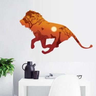 Imagem de Adesivo de parede Sunset Lion Silhouette PVC 60x90cm - yiweisai