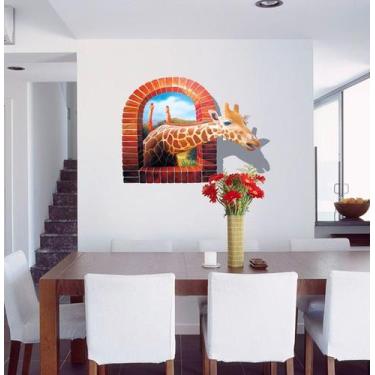 Imagem de Adesivos de parede 3D Giraffe Window Frame Decor 60x90cm PVC - yiweisa