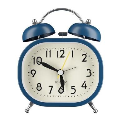 Imagem de Despertador azul retrô Twin Bell Metal Frame 13x10,5 cm - yiweisai
