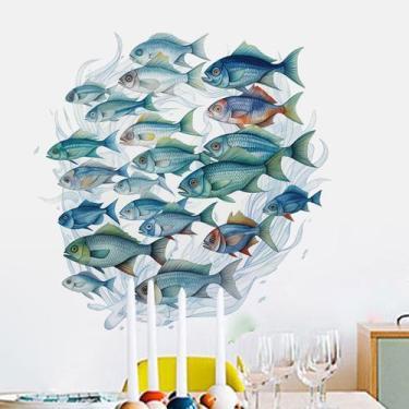 Imagem de Adesivos de parede coloridos Underwater Fish School 50x50cm PVC - yiwe