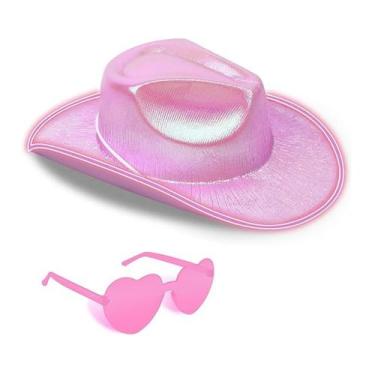 Imagem de Chapéu de cowboy com luzes LED e óculos de sol em forma de coração - y