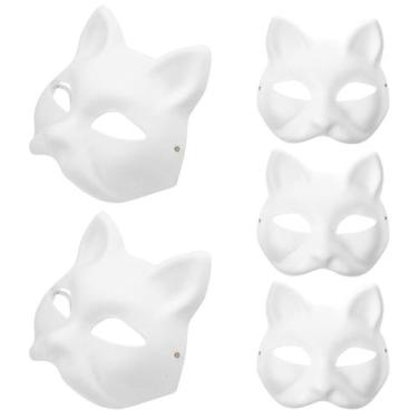 Imagem de Máscaras de máscaras MAGICLULU Animal DIY Gato branco sem pintura