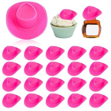 Imagem de Mini chapéu de cowboy KALIONE de plástico rosa para casa de bonecas, 2