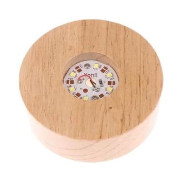 Imagem de Base De Lâmpada LED Redonda De Madeira 8/10cm Com Bateria, Suporte Par