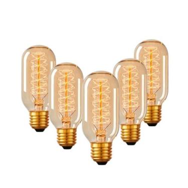 Imagem de Kit5 Lâmpada T45 Filamento de Carbono Vintage 127V ou 220V Decorativa 