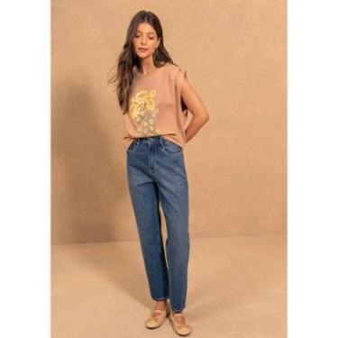 Imagem de Blusa T-shirt Com Ombros Drapeados E Estampa Localizada-Feminino