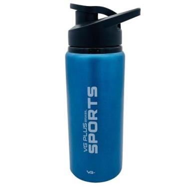 Imagem de Garrafinha Squeeze Alumínio Brilhante com Trava 600ml Academia VG+, Az