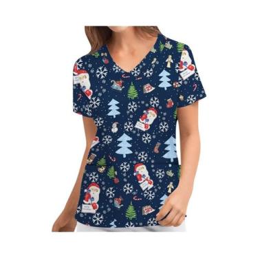 Imagem de Blusas Unissex De Natal Para Enfermeiras Com Estampa De Papai Noel, Un