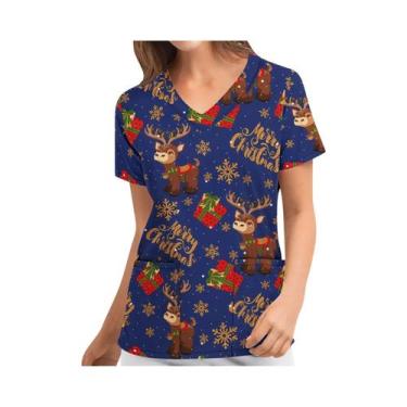 Imagem de Blusas Unissex De Natal Para Enfermeiras Com Estampa De Papai Noel, Un