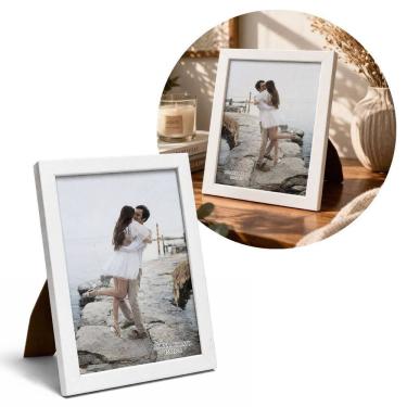 Imagem de Porta Retrato Moldura Madeira Branco Fosco Prime Classic 15x21 Vertical e Horizontal