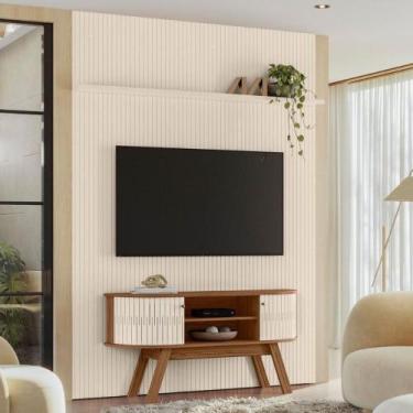 Imagem de Conjunto New Estoril Painel Com Prateleira Aparador Rack -off-white - 
