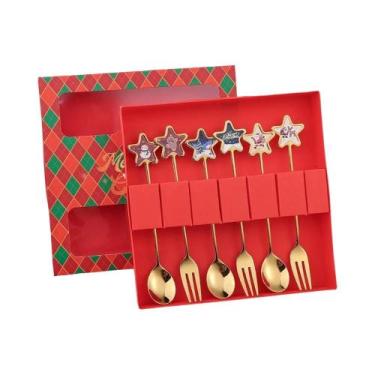 Imagem de Conjunto De Talheres De Aço Inoxidável Com Tema De Natal, Faca, Garfo 