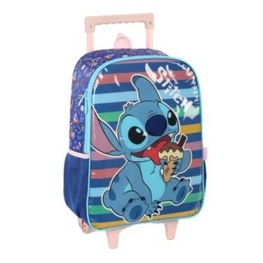 Imagem de Mochila com Carrinho Stitch Disney Classics Escolar Luxcel, Azul