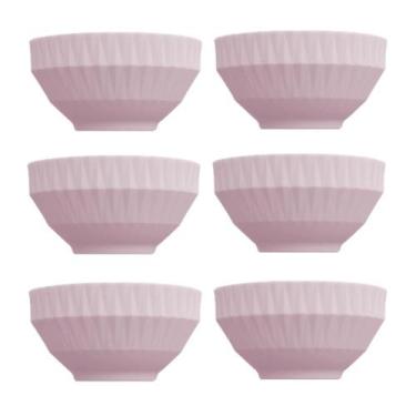 Imagem de Kit 6 Bowl Tigela cor Rosa Relevo Diamante 422 ml Germer - Germer Porc