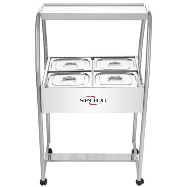 Imagem de Buffet de Salada Infantil SPL510IF 4 Cubas 4,5L Aço Inox com Gelo-X Rodízios Giratórios Spolu