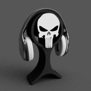 Imagem de Suporte Fone Ouvido Mesa Headset Gamer CAVEIRA com e sem fio pc Univer