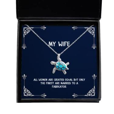 Imagem de SpreadPassion Presentes para esposa mordaçada, todas as mulheres são criadas iguais, mas apenas as melhores são casadas com um fabricante, colar de tartaruga opala de dia dos namorados para esposa