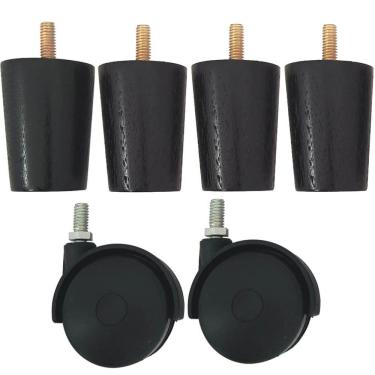 Imagem de Kit 4 Pés Para Cama Box Com 2 Rodízio Cama Solteiro Cama Bau