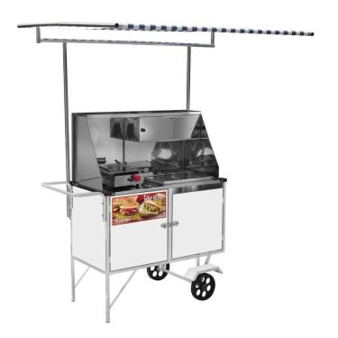 Imagem de Carrinho de Hot Dog + Lanche Luxo com Rodas Maciças e Toldo - Cefaz