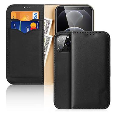 Imagem de GSYH Capa carteira para iPhone 13 Pro Max (6,7 pol), capa flip carteira de livro de couro real com compartimento para cartão, fecho magnético e suporte embutido para iPhone 13 Pro Max, preta