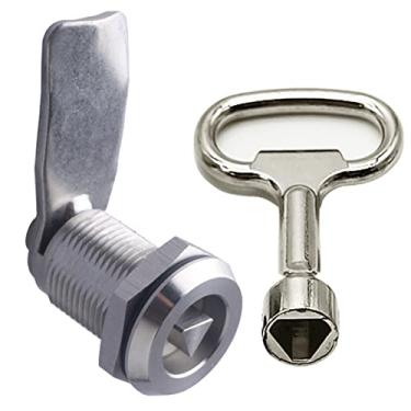 Imagem de Dczonihup Fechadura tubular com chave triangular para armário de 3,5 cm, trava elétrica, trava de gabinete, trava de gaveta, protege documentos e gavetas importantes