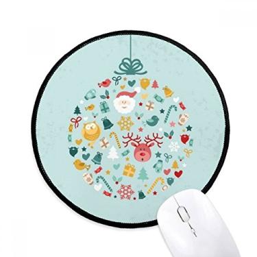 Imagem de Tapete de mouse azul de Natal Papai Noel alce árvore de escritório tapete redondo para computador