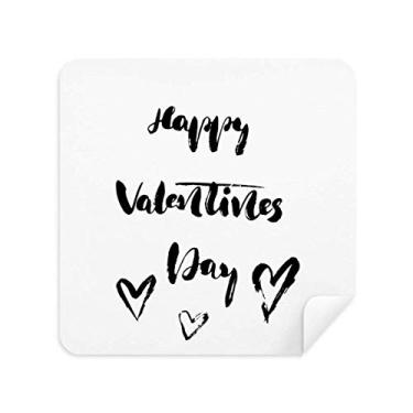 Imagem de Happy Valentine Heart Quote Style Pano de Limpeza de Tela Tecido Camurça 2 peças