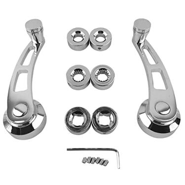 Imagem de KIMISS 2 peças de maçaneta de janela, conjunto de manivela de carro com revestimento de ferro, acessório de carro para modelos mais antigos (prata)