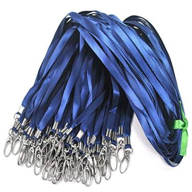 Imagem de Bird Fiy Cordões azuis marinhos 50 peças de cordão de nylon de 44,5 cm, clipes de ganchos giratórios ótimos para crachás de identificação/chaveiros