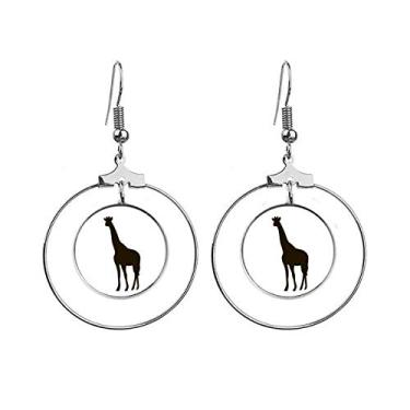 Imagem de Brincos de argola de argola com desenho de animal fofo Ciraffe preto