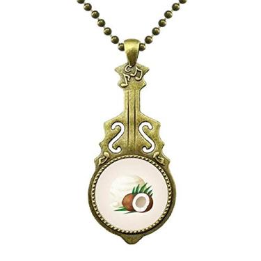 Imagem de DIYthinker Colar de picolés de coco com folhas de sorvete de coco, joia antiga com pingente de música