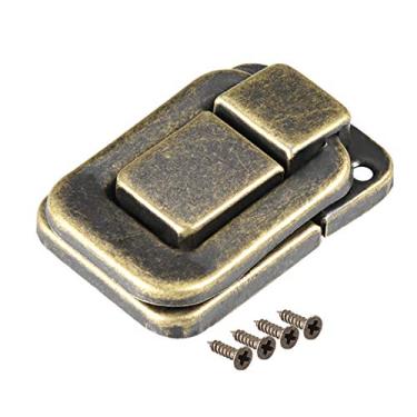 Imagem de Uxcell Trava de embreagem, 38 mm Retro Decorativo Bronze Hasp W Parafusos para Porta-malas Tronco Fecho de trinco, Pacote com 2