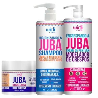 Imagem de Kit Widi Care Linha Juba Encrespando 1L, Shampoo 1L e Máscara Hidro-Nutritiva 500g