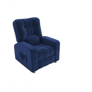 Imagem de Poltrona Matrix Reclinável Azera - Veludo Azul Marinho