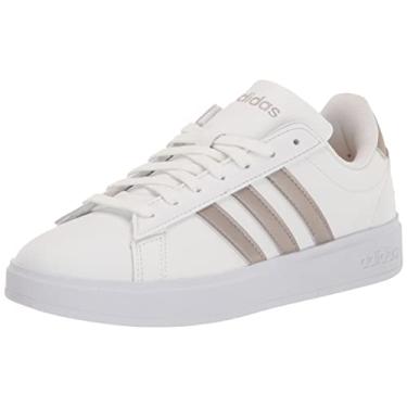 Imagem de adidas Tênis feminino Grand Court 2.0, Branco/Platin Metallic/Platin Metallic, 38