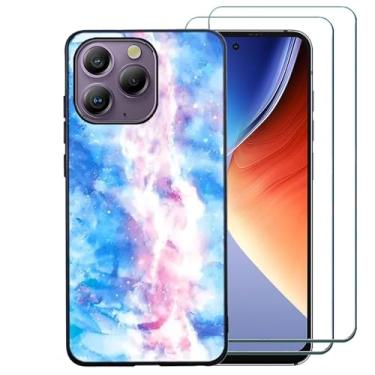 Imagem de Ranyi Capa para celular Blackview A96 com protetor de tela, capa Blackview A96, capa ultrafina de TPU com design de mármore com protetor de tela, capa de mármore absorvente de choque para Blackview